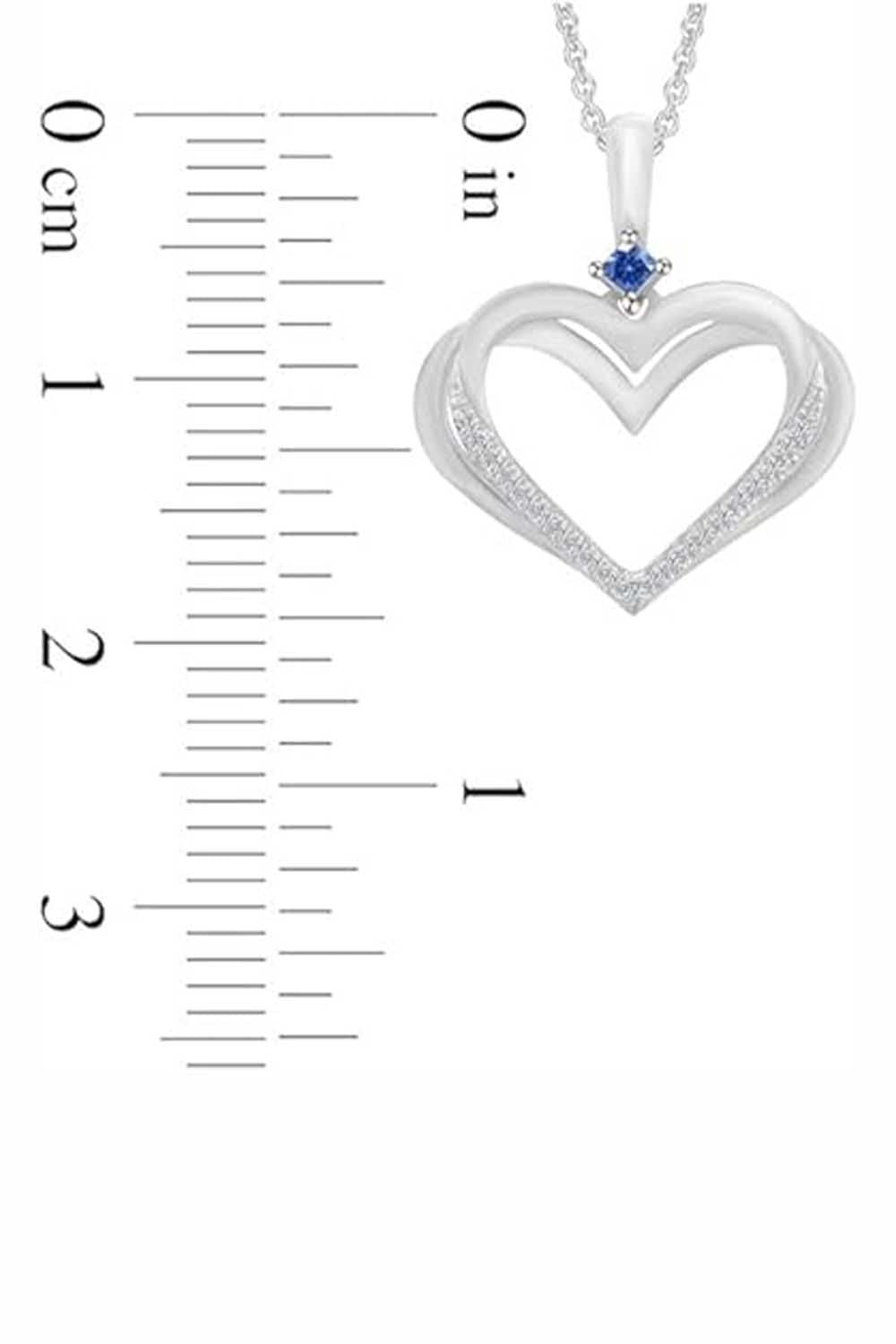  Stylish Blue Sapphire Double Heart Pendant Necklace