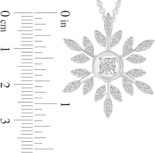 White Gold Color Circle Outline with Snowflake Pendant Necklace 