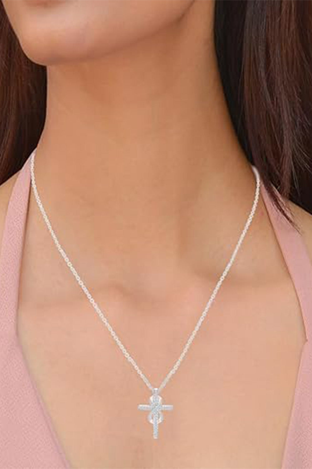 Yaathi Diamond Cross with Infinity Pendant Necklace 