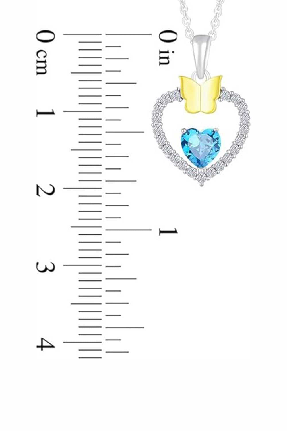 Latest Topaz Gemstone Heart with Butterfly Pendant Necklace