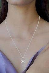 White Gold Color Moissanite Heart Snowflake Pendant Necklace for Women 