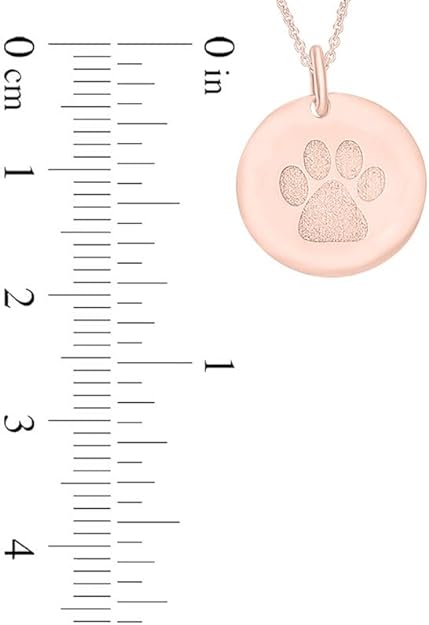 Rose Gold Color Paw Print Disc Pendant Necklace, Fashion Jewellery
