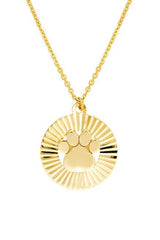 Paw Print Fluted Frame Pendant Necklace