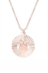 Paw Print Fluted Frame Pendant Necklace