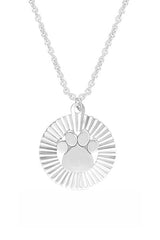 Paw Print Fluted Frame Pendant Necklace