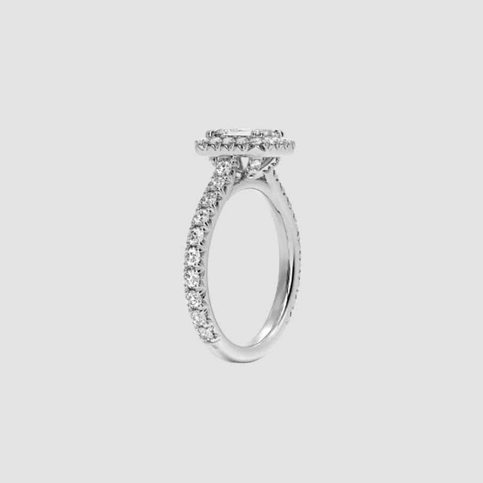 Emerald Cut Moissanite Halo Ring