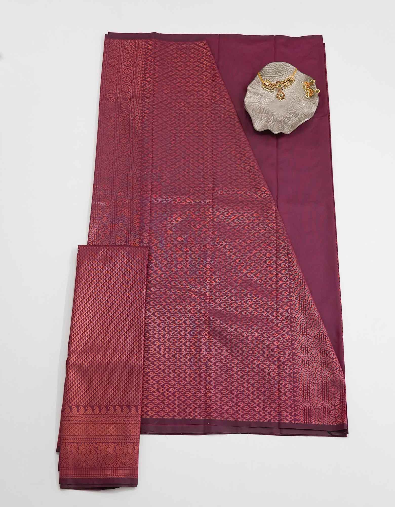 Dark Maroon Kubera Silk Saree