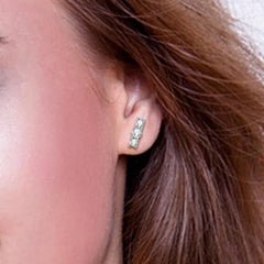 New Three Stone Moissanite Stud Earrings for Women 
