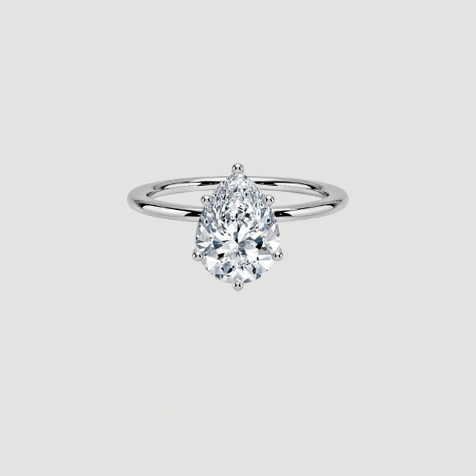 Hidden Halo Pear Shape Moissanite Ring