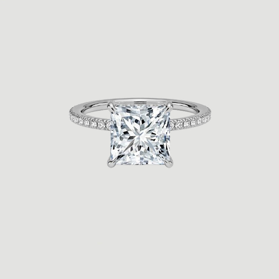 Princess Moissanite Pave Set Ring