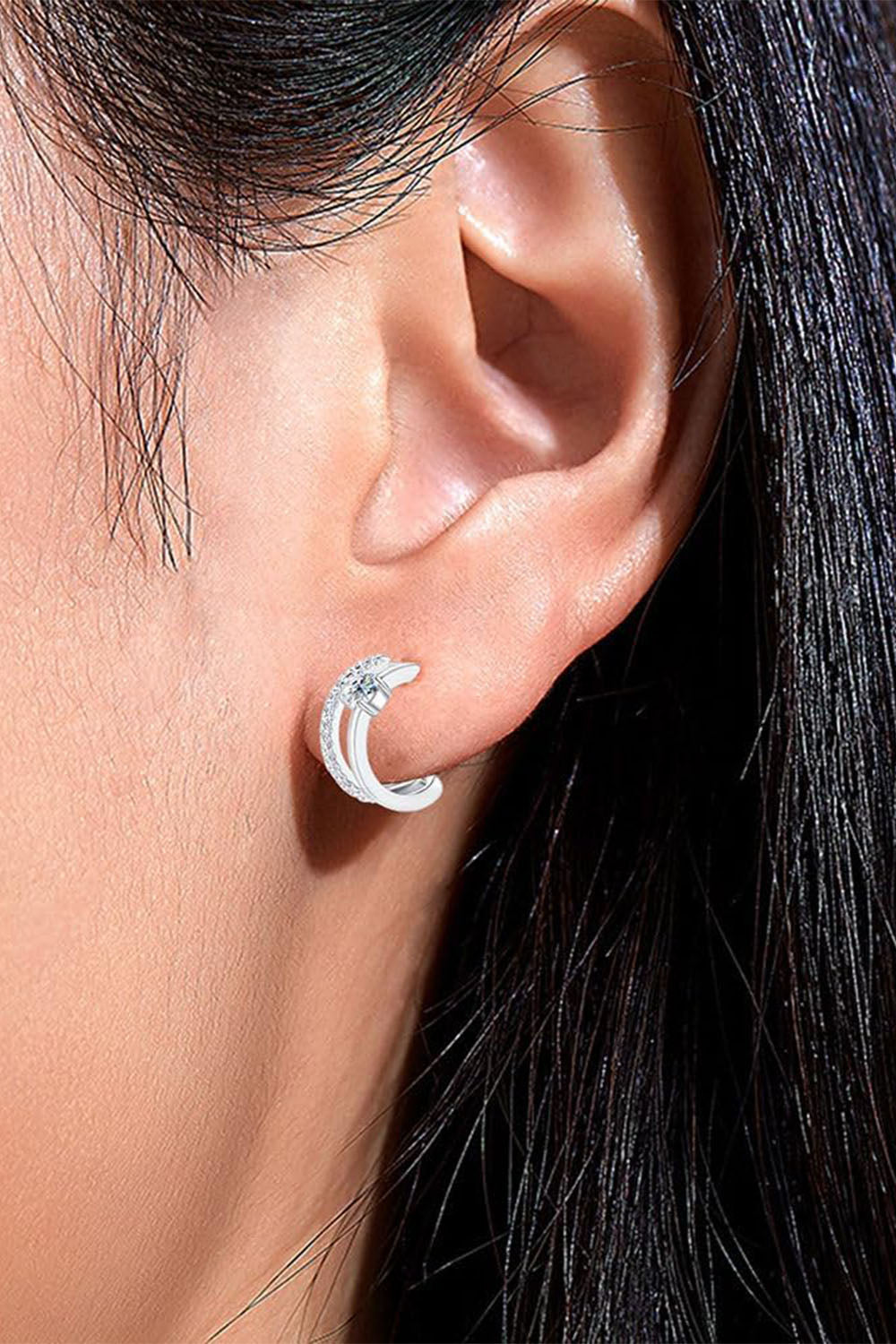 0.6 Carat Moissanite Diamond Open Hoop Earrings in 18K Gold Plated 925 Sterling Silver D Color VVS1.