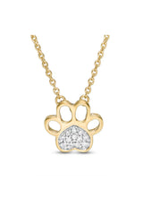 Accent Heart Paw Print Pendant Necklace