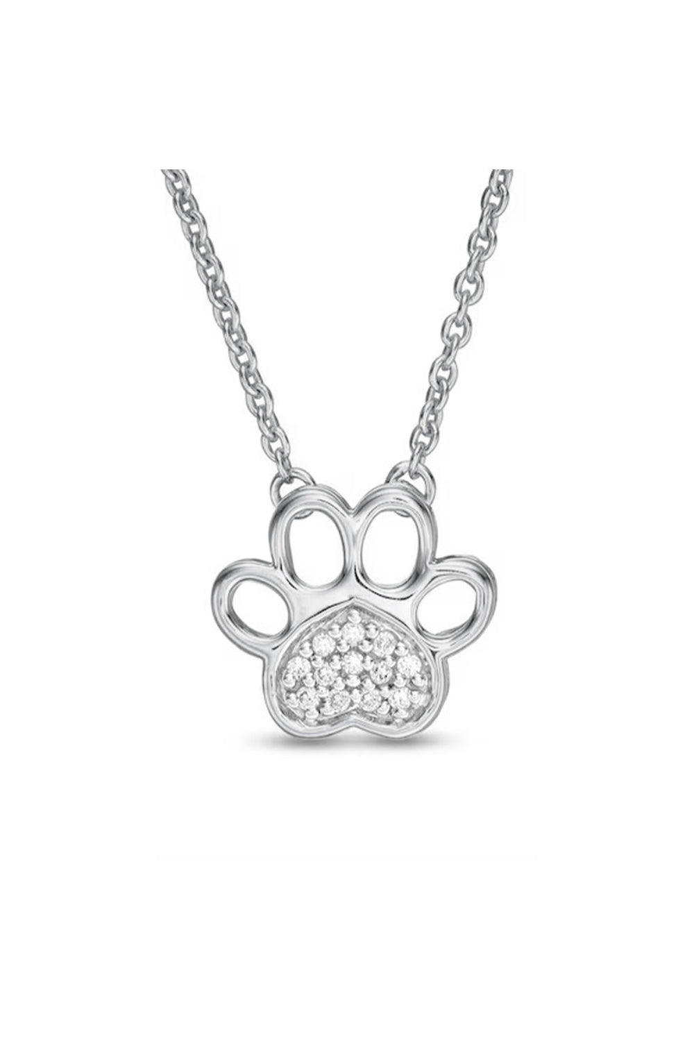 Accent Heart Paw Print Pendant Necklace