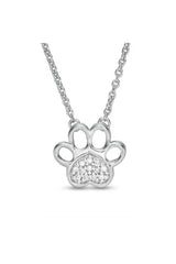 Accent Heart Paw Print Pendant Necklace