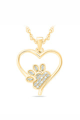 Paw Print Heart Love Pendant Necklace