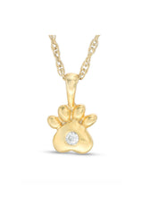 Cubic Zirconia Paw Print Pendant Necklace