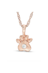 Cubic Zirconia Paw Print Pendant Necklace