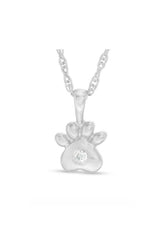 Cubic Zirconia Paw Print Pendant Necklace