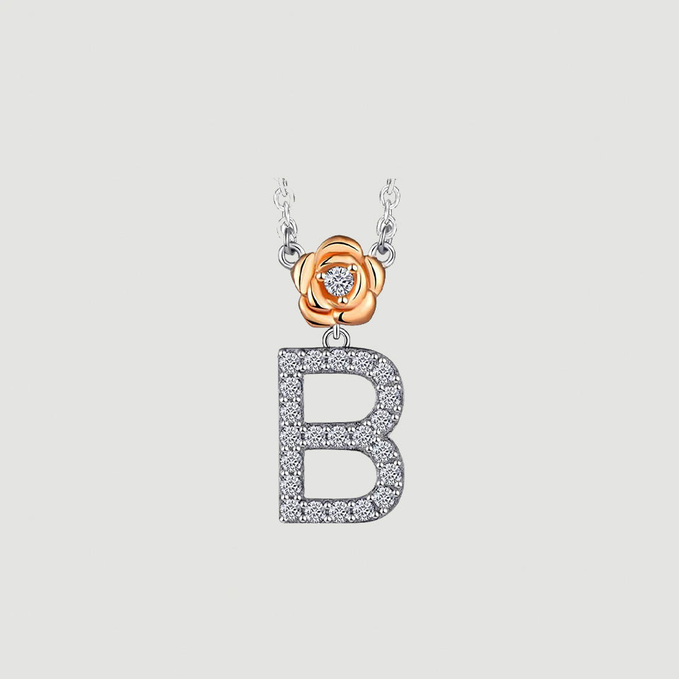 Alphabet Flower Pendant Necklace