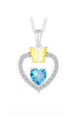 Gemstone Heart Butterfly Pendnat Necklace