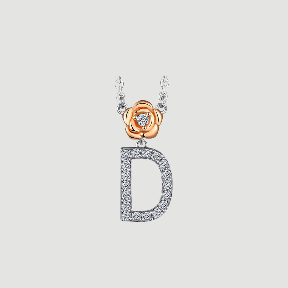 Alphabet Flower Pendant Necklace