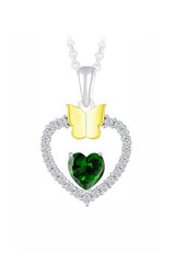 Gemstone Heart Butterfly Pendnat Necklace