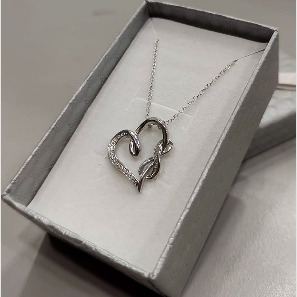 Swirl Infinity Heart Pendant Necklace