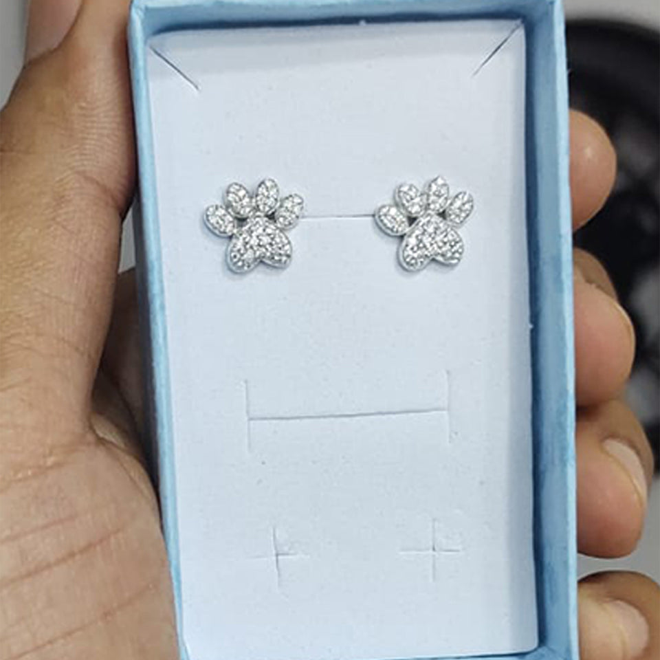 Cubic Zirconia Paw Print Necklace and Earring set