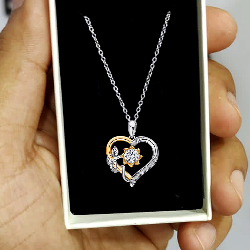 Flower heart Pendant Necklace