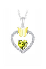 Gemstone Heart Butterfly Pendnat Necklace