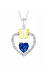 Gemstone Heart Butterfly Pendnat Necklace