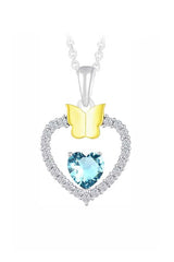 Gemstone Heart Butterfly Pendnat Necklace