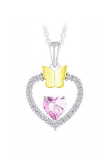 Gemstone Heart Butterfly Pendnat Necklace