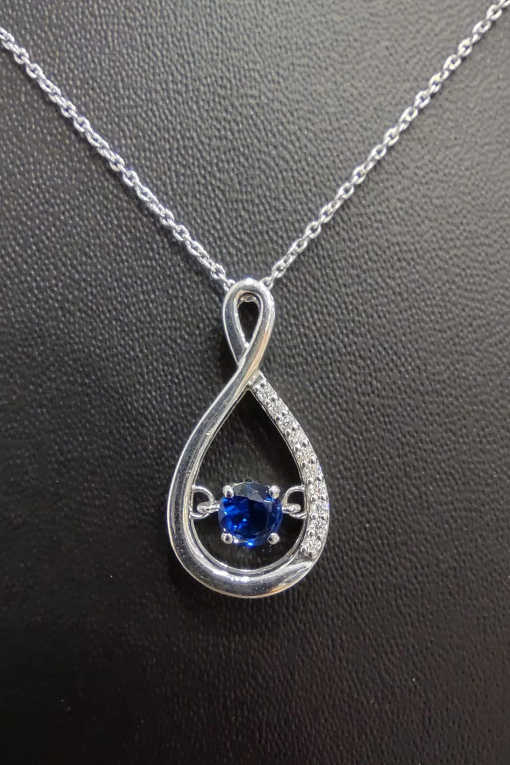 Blue and White Sapphire Infinity Pendant Necklace