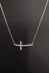 Curved Sideway Cross Pendant Necklace