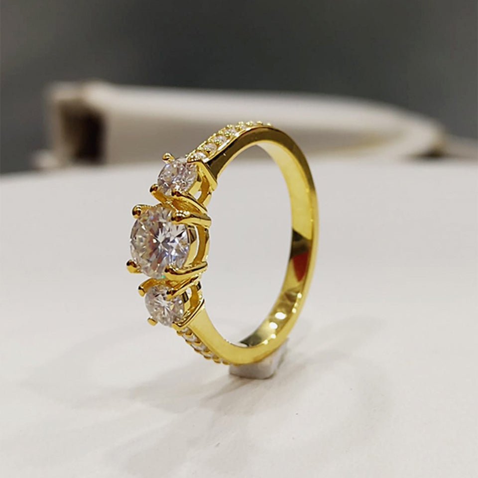 Channel Set Three-Stone Engagement Ring