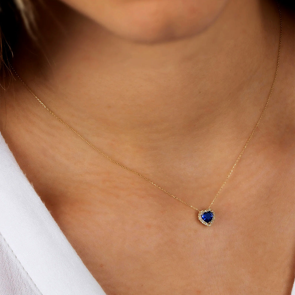 Love Heart Birthstone Pendant Necklace