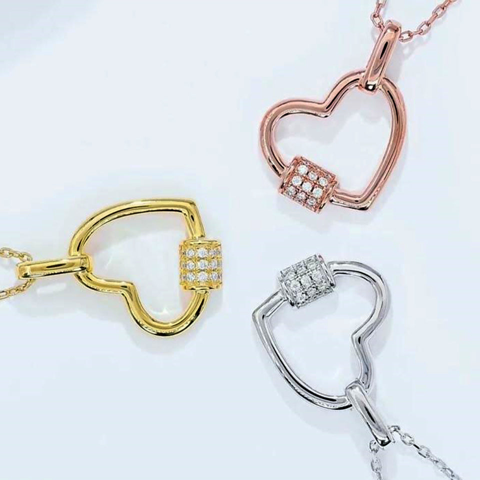 Carabiner Love Heart Pendant Necklace