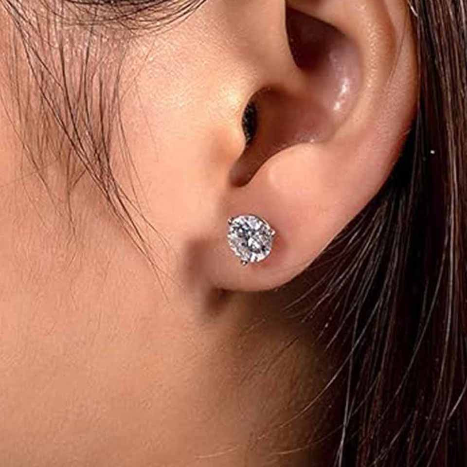 Martini Round Moissanite Solitaire Stud