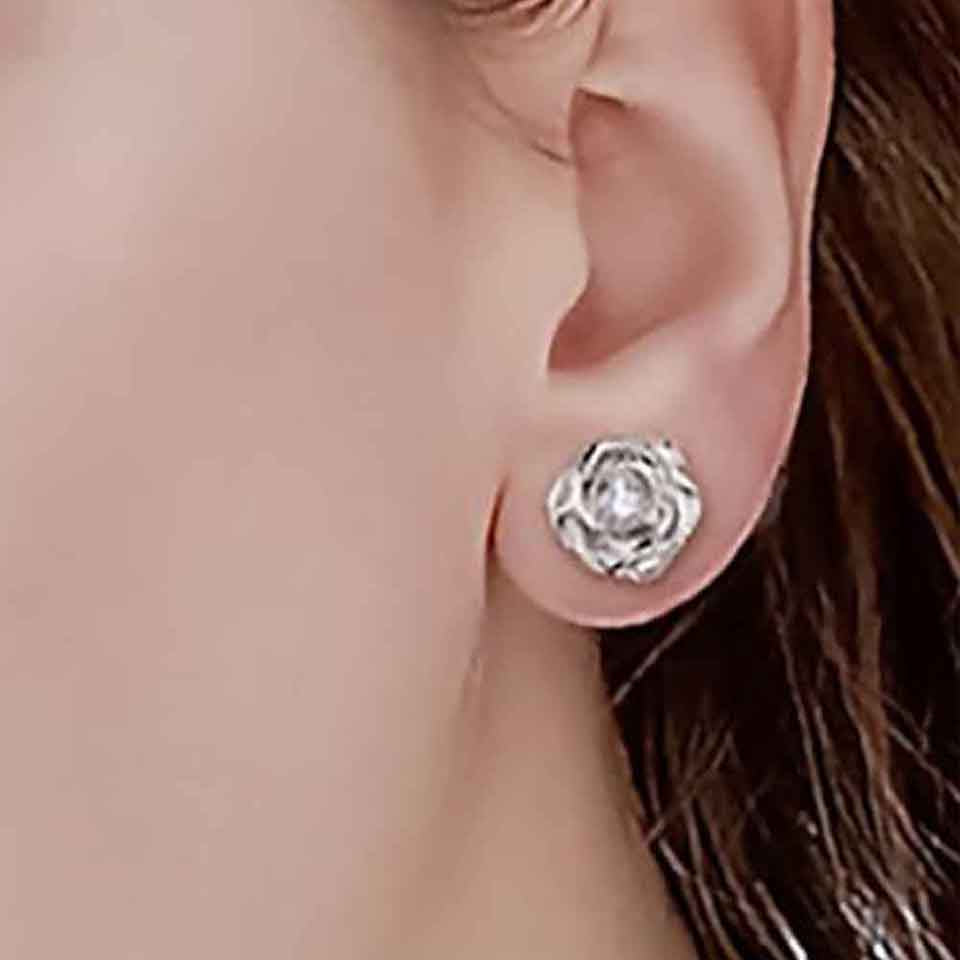 Rose Flower Moissanite Stud