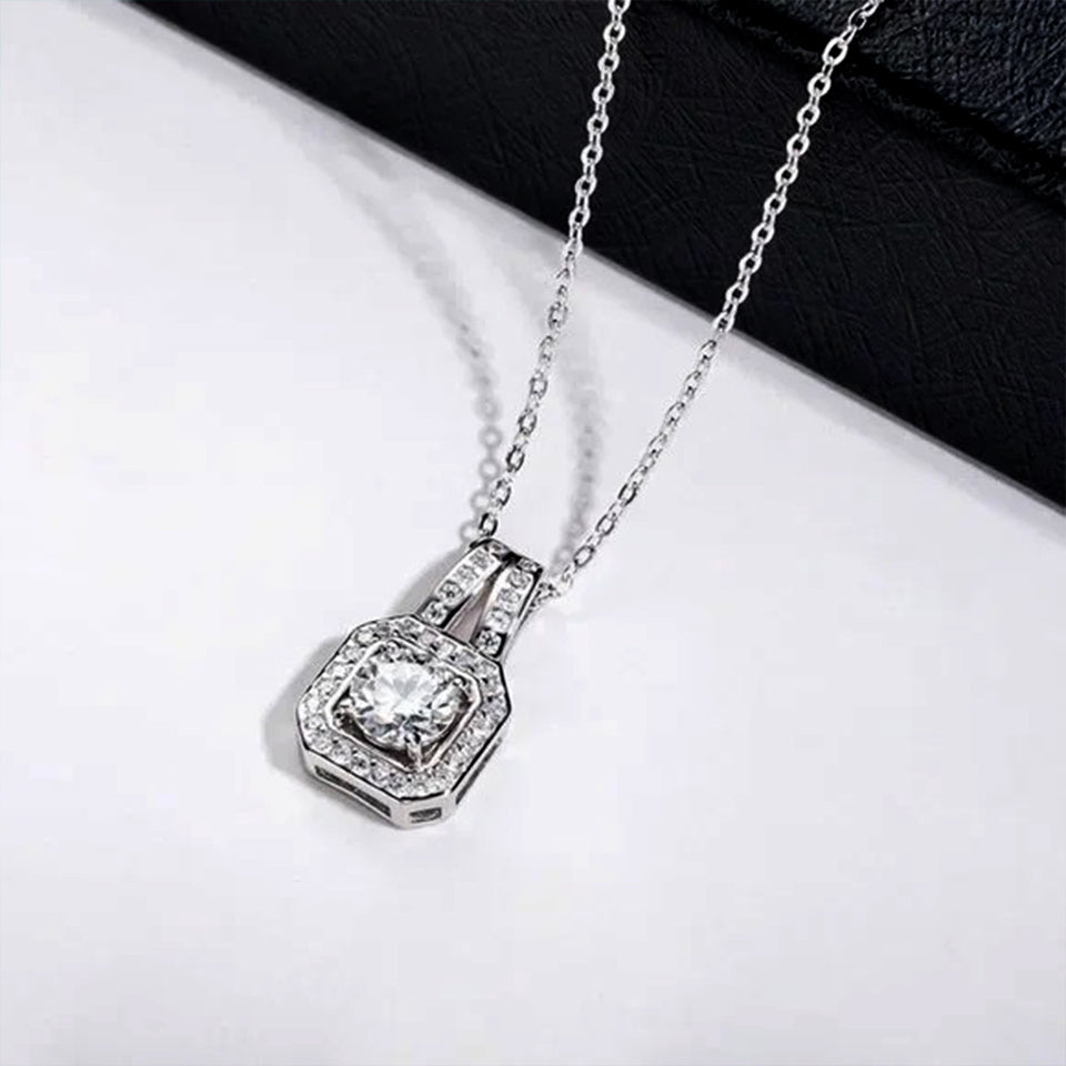 Cushion Cut Halo Pendant Necklace