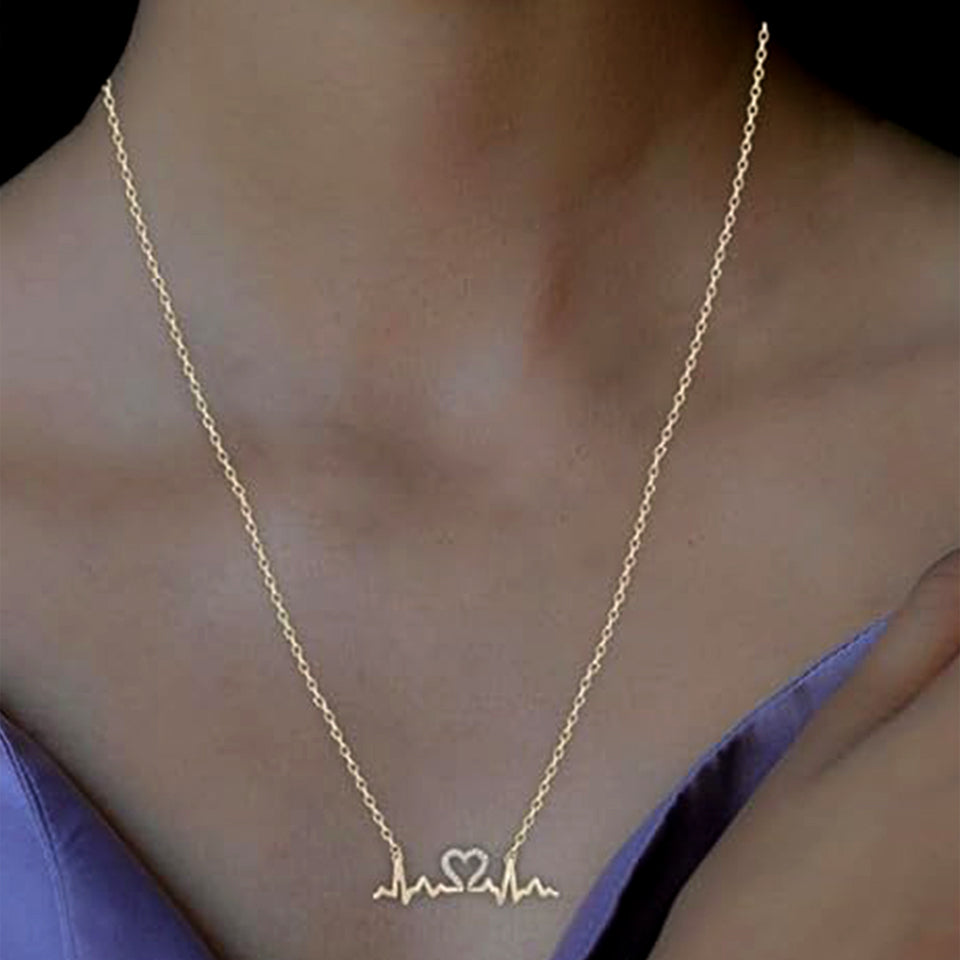 Zig Zag Heartbeat Pendant Necklace