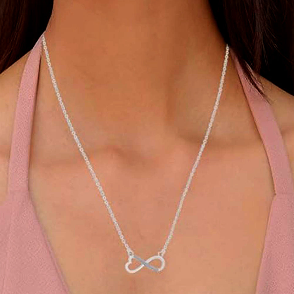 Sideway Infinity Heart Pendant Necklace