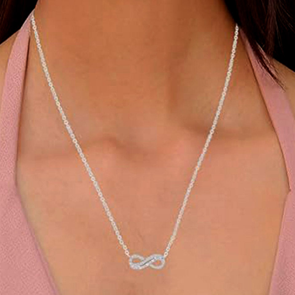 Moissanite Double Row Infinity Pendant Necklace