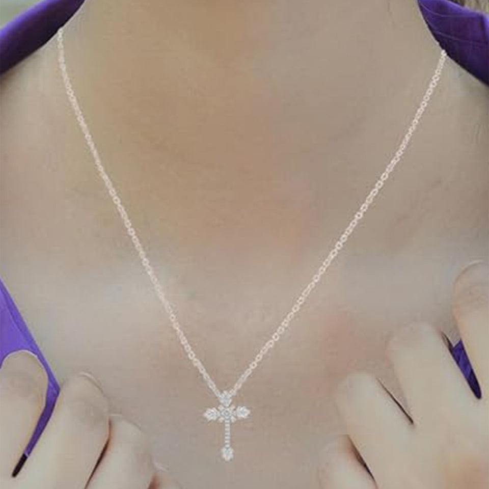 Baguette Cross Pendant Necklace