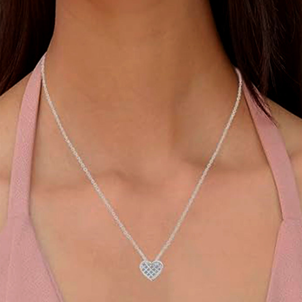 Basket Weave Heart Pendant Necklace