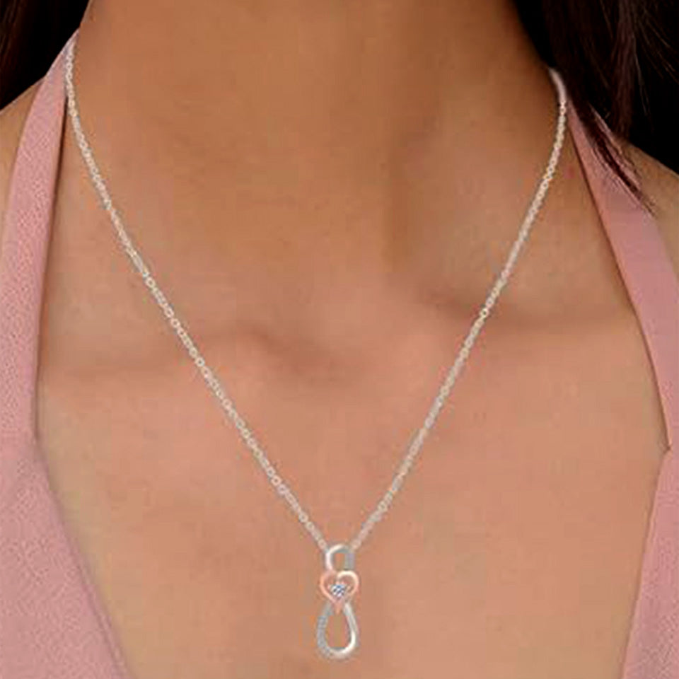 Two Tone Infinity Heart Pendant Necklace