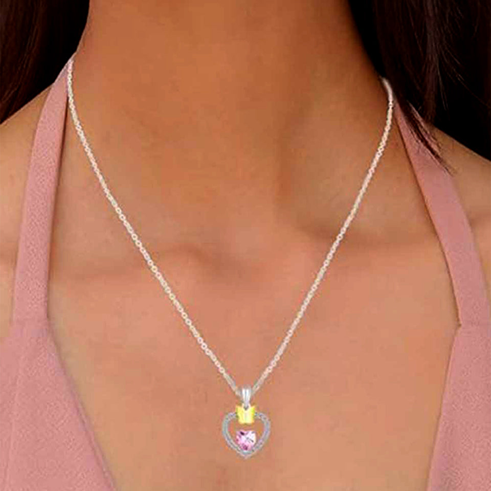 Gemstone Heart Butterfly Pendnat Necklace