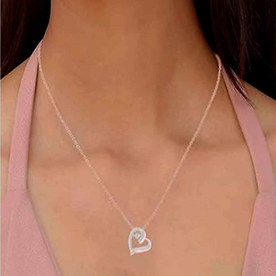 Moissanite Diamond Double Heart Pendant Necklace