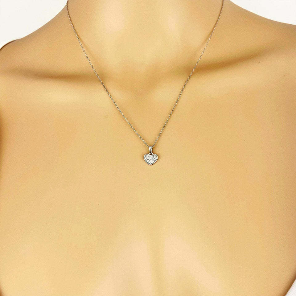 Princess Cut Halo Heart Pendant Necklace